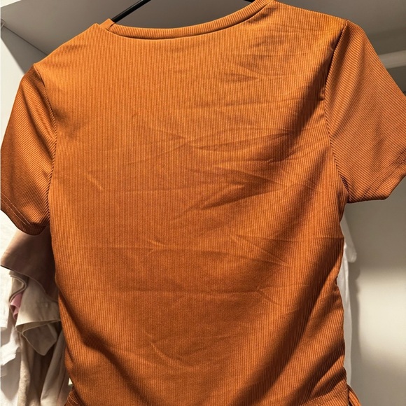 Brown Ribbed Women's Top - Picture 2 of 2